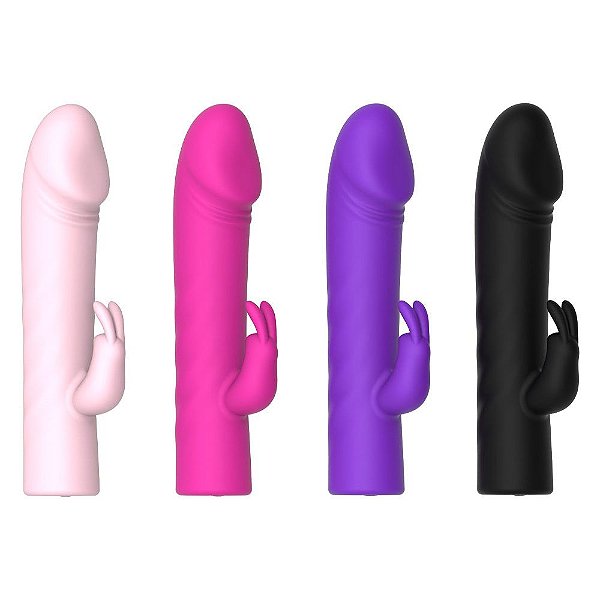 Mini Vibrador Formato Pênis com Estimulador Clitoriano Recarregável