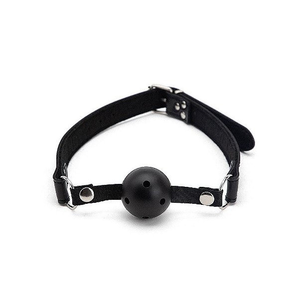 Mordaça de Couro com Bola Ajustável – Fetiche e BDSM