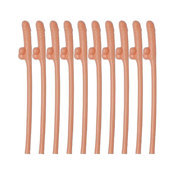 Kit com 10 Canudos Pênis: Diversão para Festas - Sipping Straws