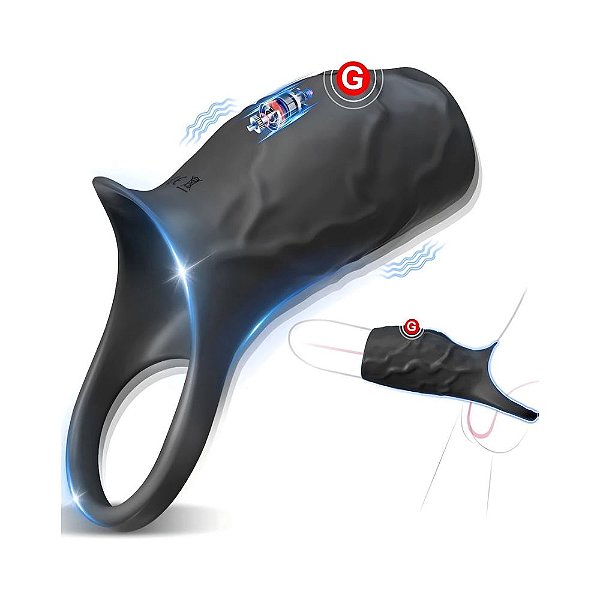 Meia Capa Peniana com Vibração e Anel Escrotal: Recarregável