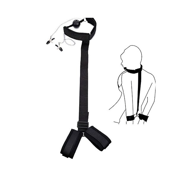 Kit Bondage: Mordaça e Prendedor de Mamilos para Excitação Misteriosa