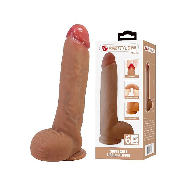 Pênis Realístico 25,5 Cm: Ventosa, Glande e Escroto - Pretty Love Mendel