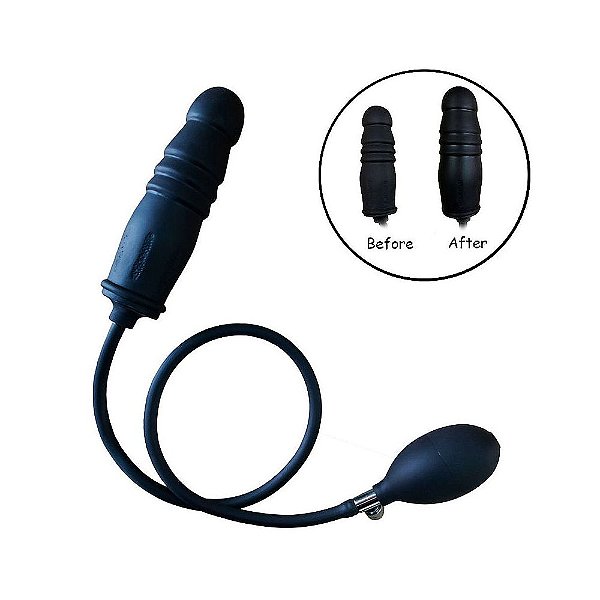 Plug Anal Inflável com Pera para Expansão e Prazer - 16,5 cm
