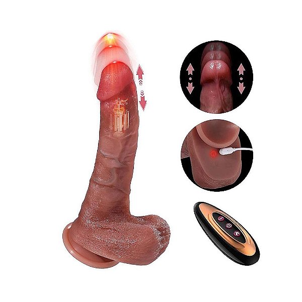 Pênis Realístico 21,5 cm: 9 Modos Vibração, Vai e Vem com Aquecimento