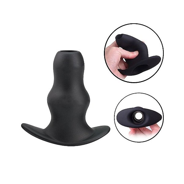 Plug Anal Vazado em Silicone 7,3 x 3,5 Cm - Fetish e Dominação