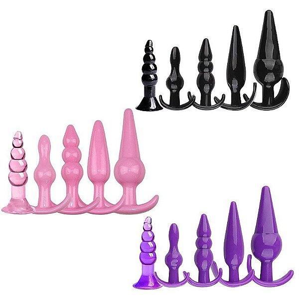 Kit Plug Anal Gradual com 5 Peças em Silicone - Iniciação e Progressão