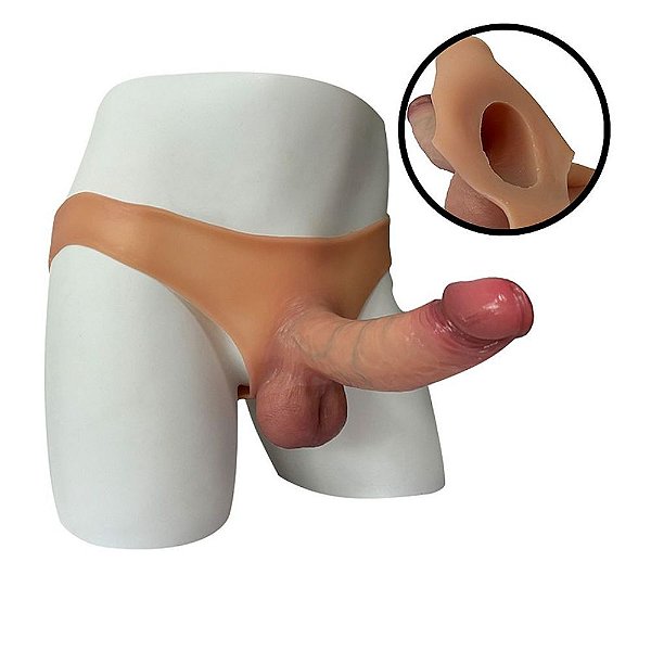 Capa Peniana com Cinta: Em Silicone Líquido 19,5 Cm