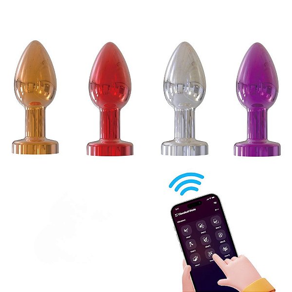 Plug Anal Cromado Com Aplicativo, Recarregável: 10 Modos Vibração