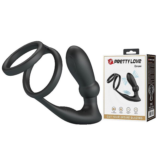 Anel Peniano com Plug Anal: 12 Vibrações e Tapping - Pretty Love Emoni