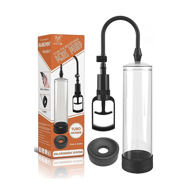 Bomba Peniana YouVibe Powerup Tubo Grande – Sistema de Sucção a Vácuo para Performance e Volume