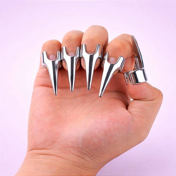Iron Claws: Conjunto 5 Garras de Metal Para Cosplay, Estilo Punk e Vintage
