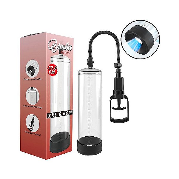 Bomba Peniana Manual Grande XXL 28cm – Medidor de Pressão e Gatilho