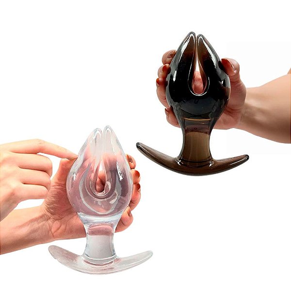 Plug Anal Grande com Abertura para Dilatação – Anatômico em TPE com Design Vazado