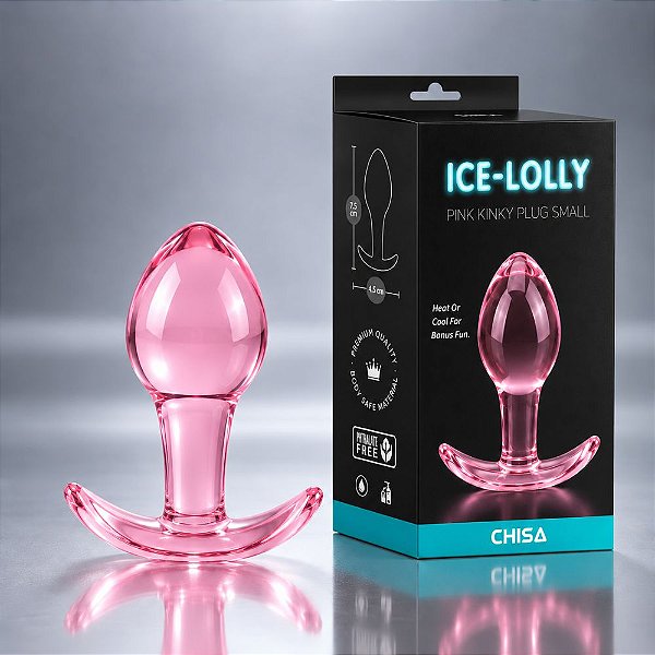 Plug Anal Em Vidro Rosa Com Alça De Segurança – Ice-Lolly Pink Kinky Plug Small – Chisa