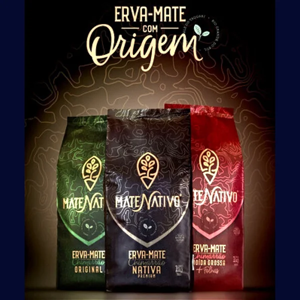 Kit - Erva Mate Nativo - 3 Pacotes de 1kg - Moída Grossa - Premium - Original