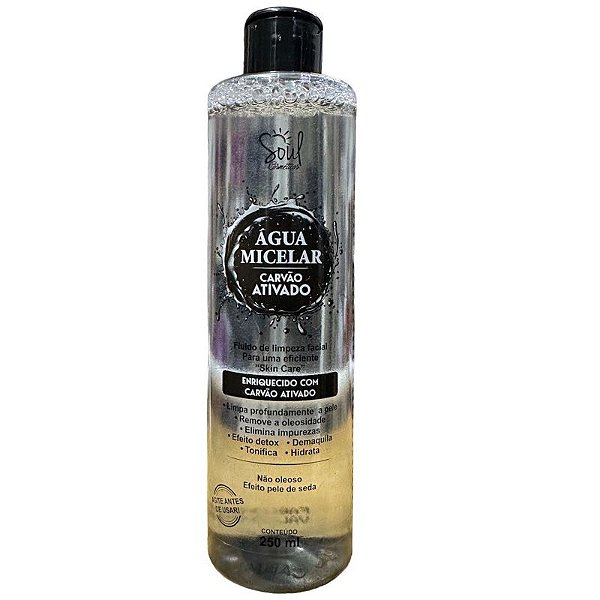 Água Micelar 250ML Carvão Ativado - Soul Cosméticos