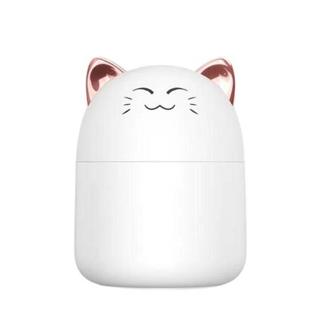 Mini Umidificador 250ml Purificador De Ar Gatinho Com Led