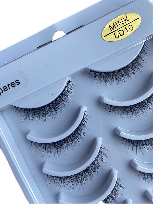Caixa Com 10 pares de Cílios Postiços 8D-10 - Fix Make