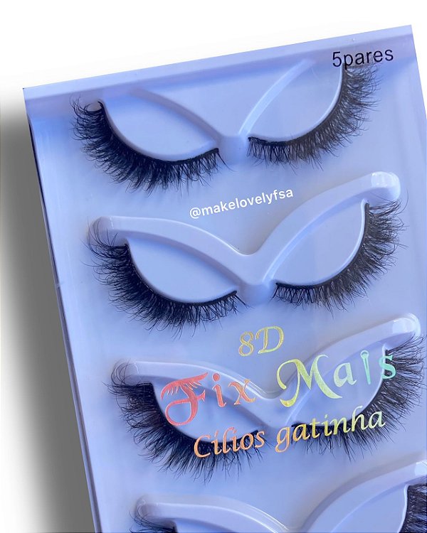 Caixa Com 5 pares de Cílios Postiços 8D-06- Fix Make