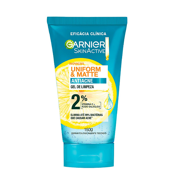 Gel de limpeza antiacne Uniform & Matte Garnier 150g