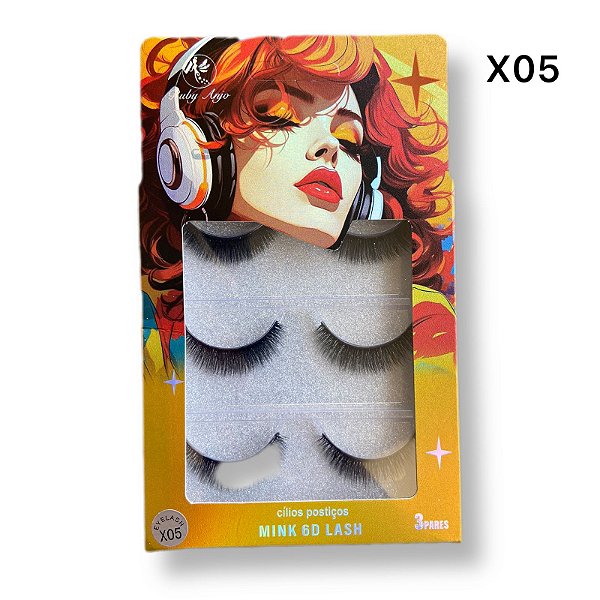 Cílios Postiços 3 pares 6D lash RA-482 - Ruby Anjo