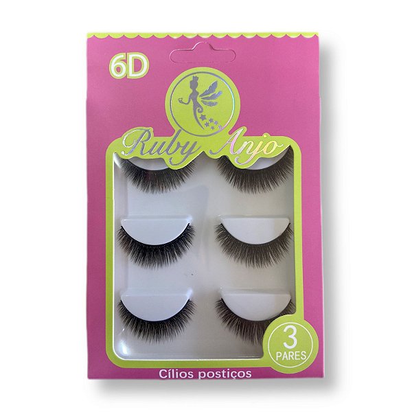 Cílios Postiços 3 pares 6D lash RA-472 - Ruby Anjo