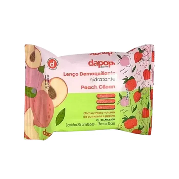 Lenço Demaquilante Hidratante Peach Clean - Dapop
