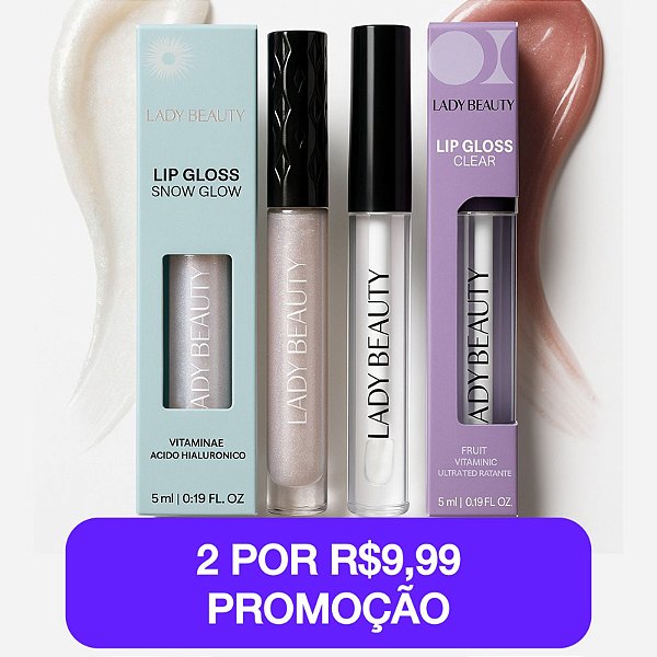 Lip Gloss Snow Glow Vitamina Maçã + Lip Gloss Clear Fruit - Lady Beauty