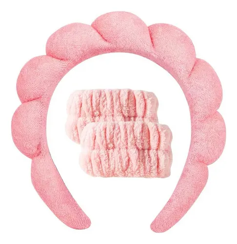 Kit Acessório De Skincare Tiara Nuvem+faixa De Pulso - Dafu