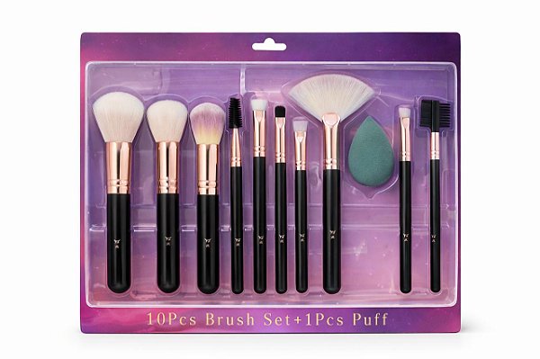 Kit de Pincéis 10und + Esponja - Seven Colors