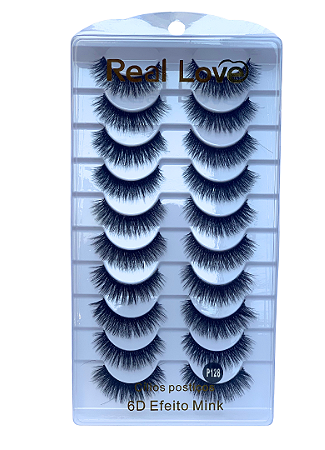 Caixa Com 10 pares de Cílios Postiços 6D Efeito Mink - Real Love