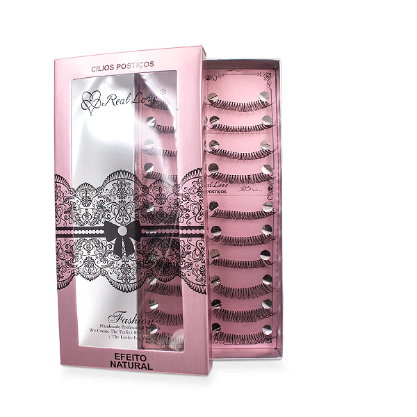 Caixa Com 10 pares de Cílios Postiços Efeito Natural 747m - Real Love