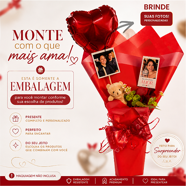 Buquê Coreano Dia dos Namorados - Embalagem + Brinde