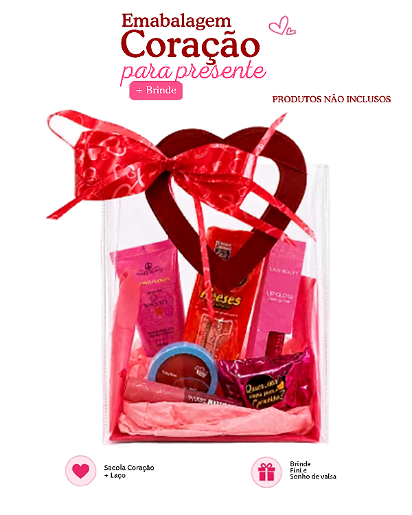 Embalagem para Presente Coração + Doces de Brinde