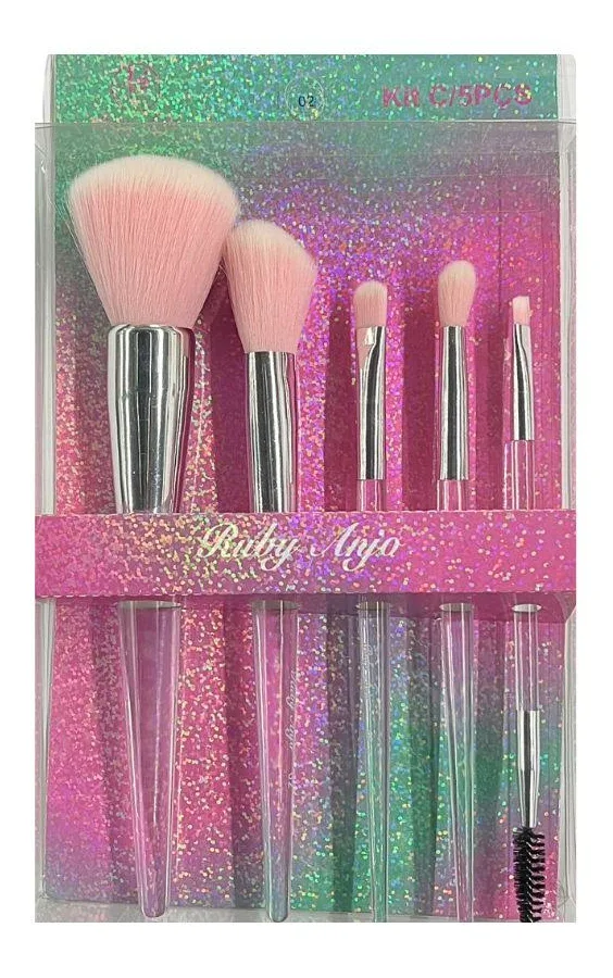 Kit Pincel Cabo Transparente 5Und RS-399 - Ruby Anjo