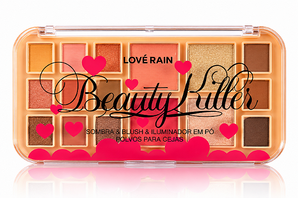 Paleta de Sombras Blush e Iluminador Beauty Killer 15 Cores – Lové Rain