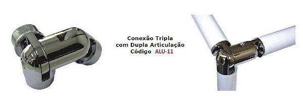 ALU-11- CONEXÃO TRIPLA COM DUPLA ARTICULAÇÃO PARA TUBO REDONDO "2"(50MM) P/GUARDA-CORPO / ESCADA