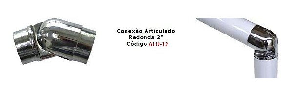 ALU-12- CONEXÃO  ARTICULADA PARA TUBO REDONDO "2"(50MM) P/GUARDA-CORPO / ESCADA