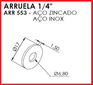 ARR-553 ARRUELA LISA ACO ZINCADO/INOX 1/4  P/ GUARDA-CORPO PANORAMA(CENTO)