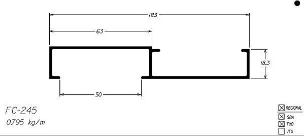 FC-245 perfil de acabamento interno 4,77 kg barra 6,00 ml fachada pv2