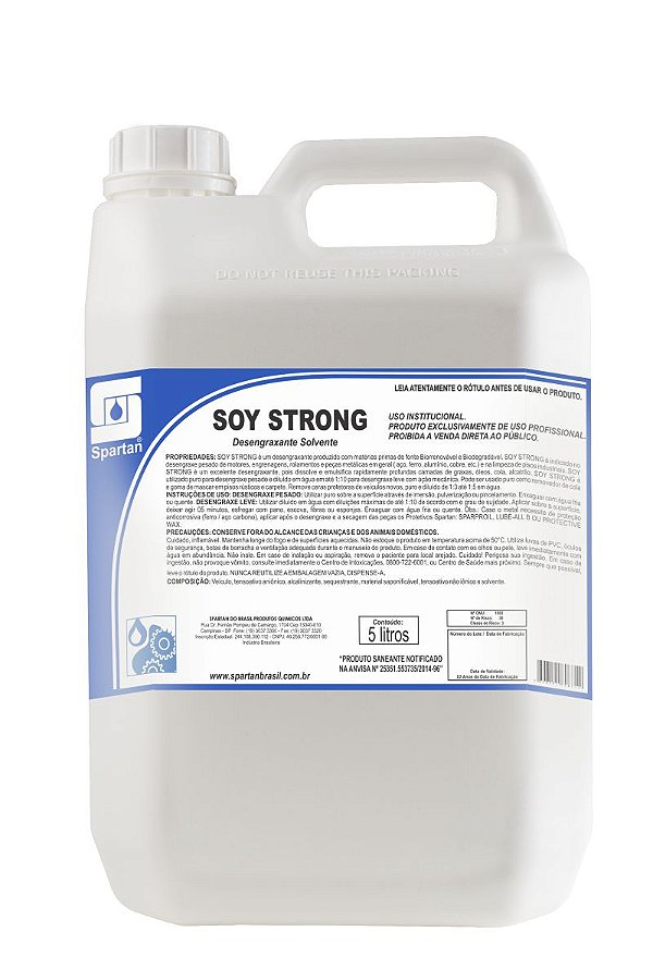Desengraxante Solvente Soy Strong 5 Litros - Spartan