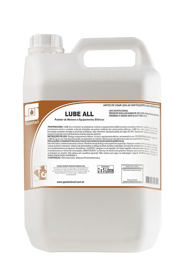 Protetor de Motores e Equipamentos Elétricos Lube All 5 Litros - Spartan