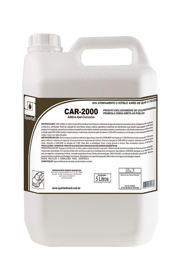 Aditivo Anti Corrosivo CAR 2000 5 Litros - Spartan