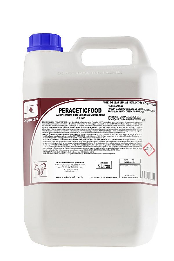 Desinfetante Para Indústrias Alimentícias Peraceticfood 5 Litros - Spartan