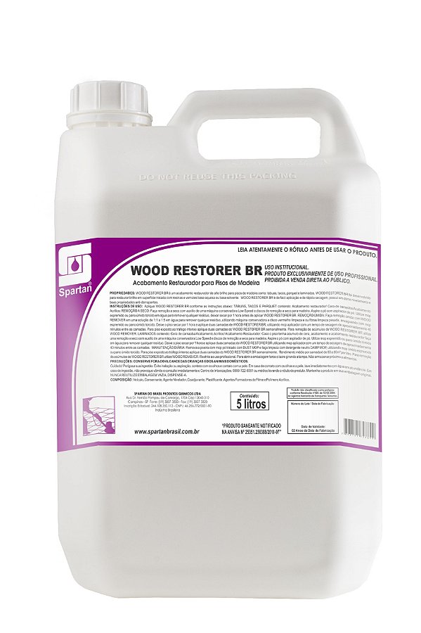 Acabamento Restaurador Para Piso de Madeira Wood Restorer BR 5 Litros - Spartan