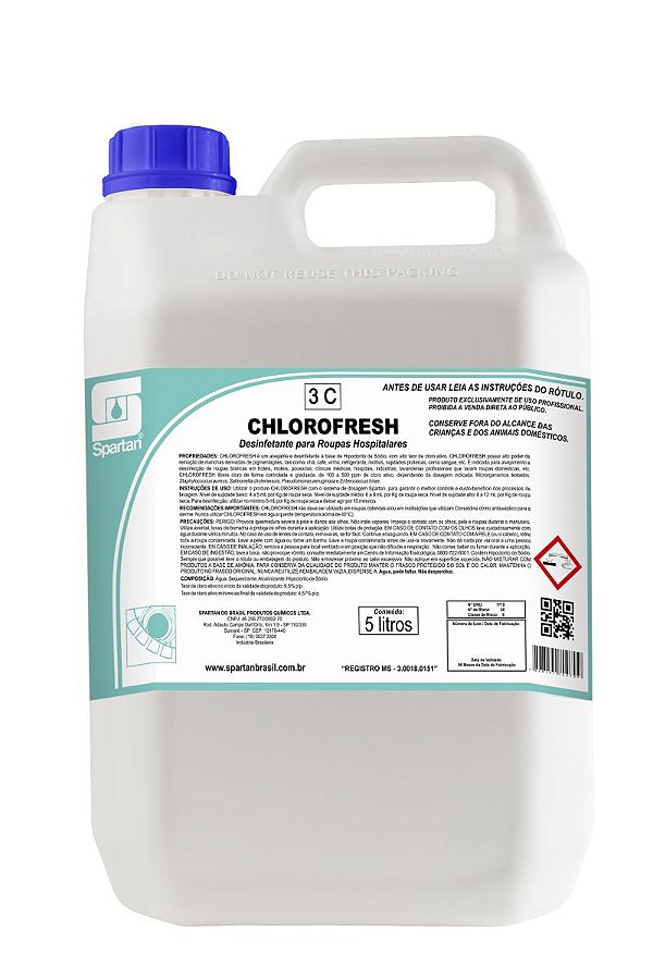 Desinfetante para Roupas Hospitalares  Chlorofresh 5 Litros - Spartan