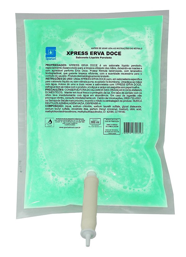 Sabonete Líquido Perolado Xpress Erva Doce - 12 x 800 ml - Spartan