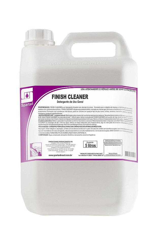 Detergente Neutro Concentrado Finish Cleaner 20 Litros - Spartan