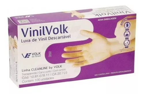Luva de Vinil com Amido tam G 100UN - Volk