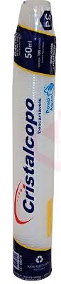 Copo Descartável 50ml PS Branco pct 100unid - Cristalcopo
